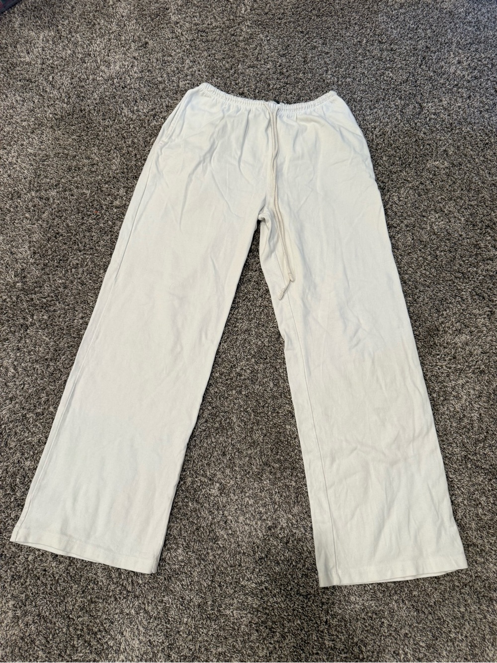 Brandy Melville White Wide Leg Pants Elastic Waist Drawstring One Size Women